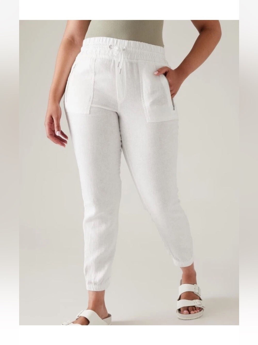 Athleta Pants Womens Plus Sz 20 Cabo Linen Joggers New Beach Boho - Picture 3 of 11